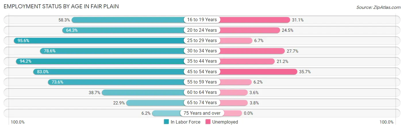 Employment Status by Age in Fair Plain