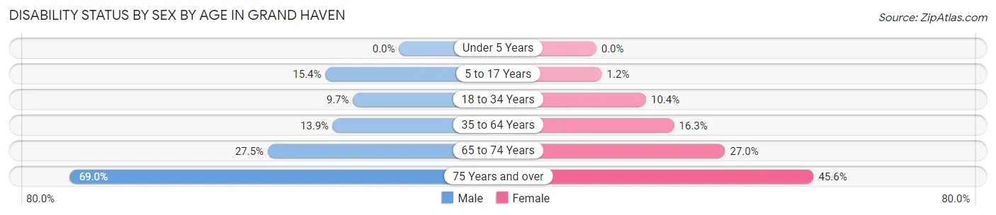Disability Status by Sex by Age in Grand Haven
