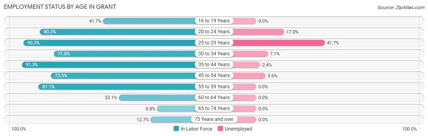 Employment Status by Age in Grant