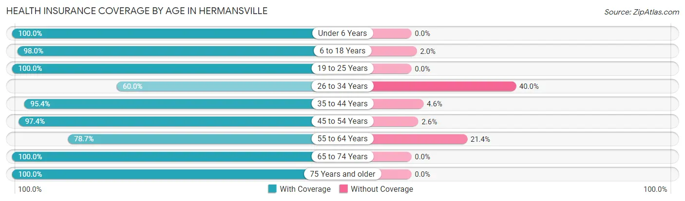 Health Insurance Coverage by Age in Hermansville