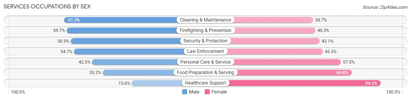 Services Occupations by Sex in Holt