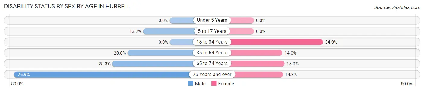 Disability Status by Sex by Age in Hubbell