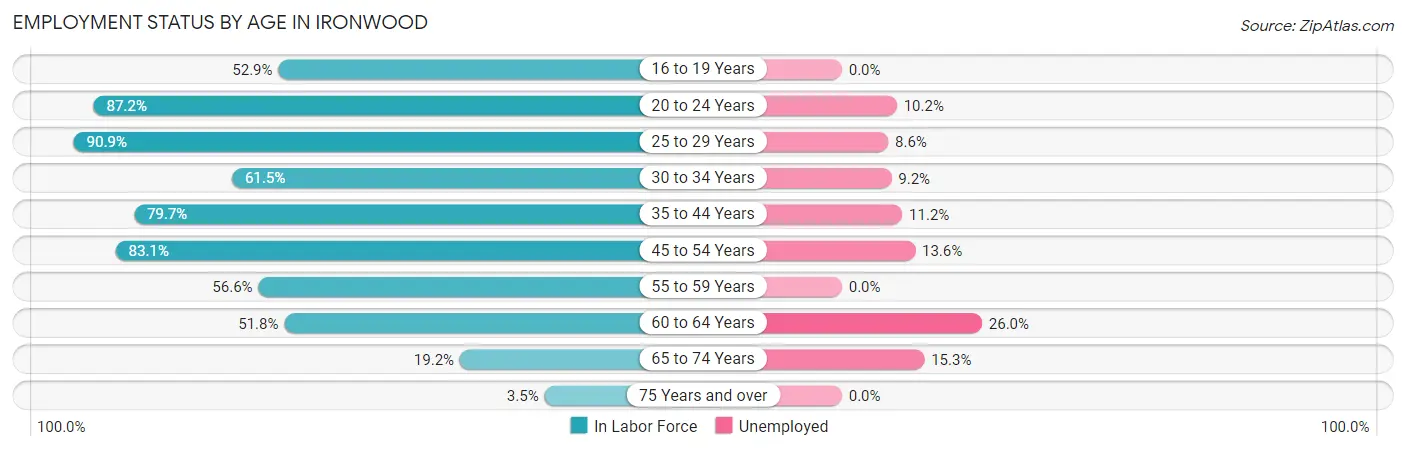 Employment Status by Age in Ironwood