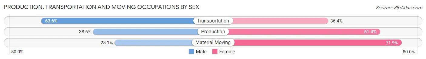 Production, Transportation and Moving Occupations by Sex in Ironwood