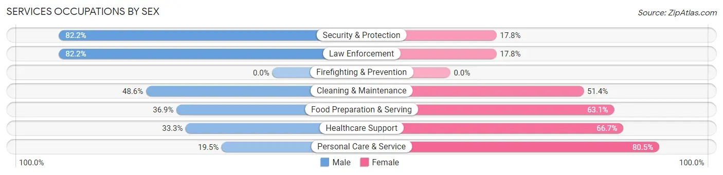 Services Occupations by Sex in Ironwood