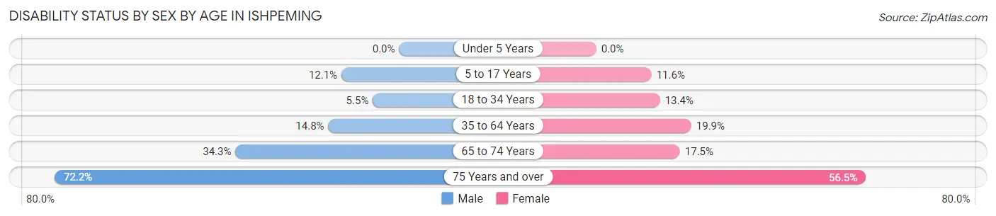 Disability Status by Sex by Age in Ishpeming