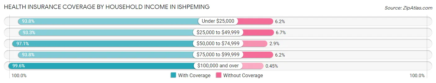 Health Insurance Coverage by Household Income in Ishpeming