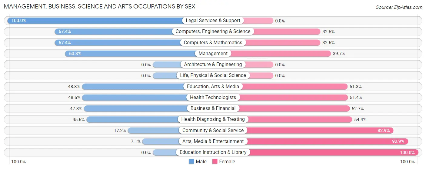 Management, Business, Science and Arts Occupations by Sex in Ishpeming
