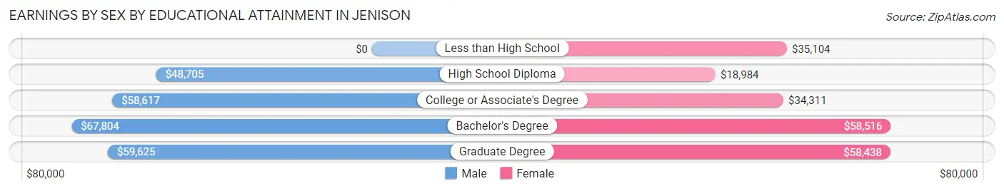 Earnings by Sex by Educational Attainment in Jenison