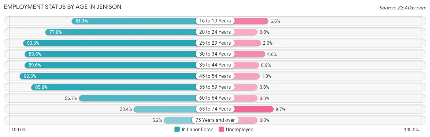 Employment Status by Age in Jenison