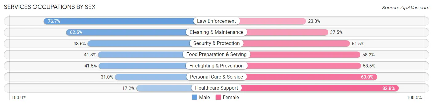 Services Occupations by Sex in Kalamazoo