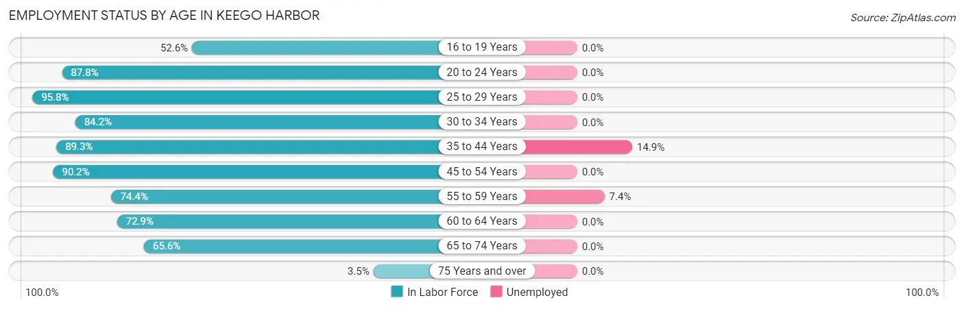 Employment Status by Age in Keego Harbor