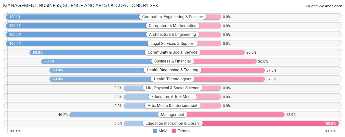 Management, Business, Science and Arts Occupations by Sex in Lake Angelus