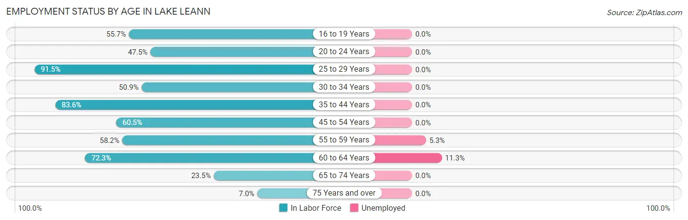 Employment Status by Age in Lake LeAnn
