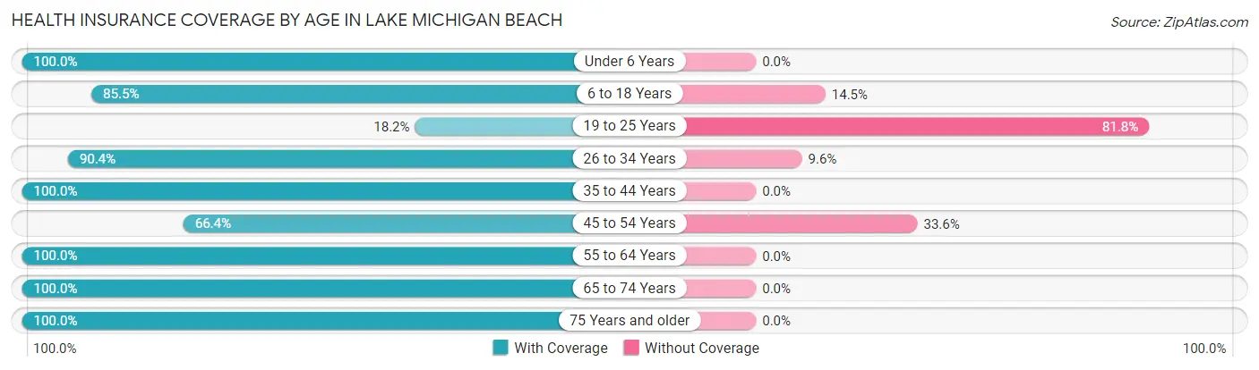 Health Insurance Coverage by Age in Lake Michigan Beach