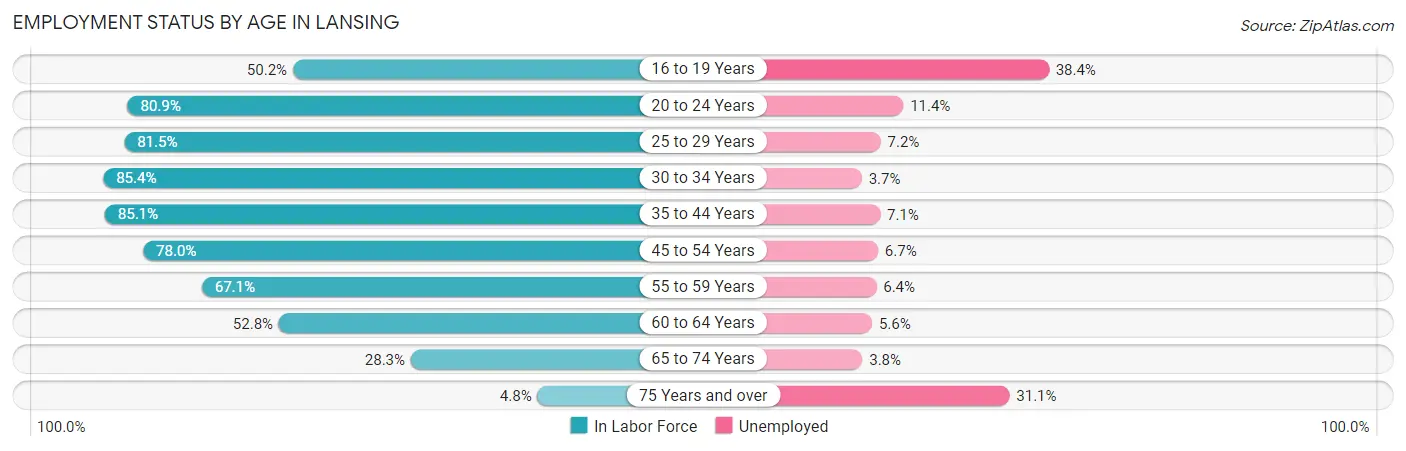 Employment Status by Age in Lansing