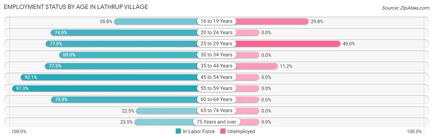 Employment Status by Age in Lathrup Village