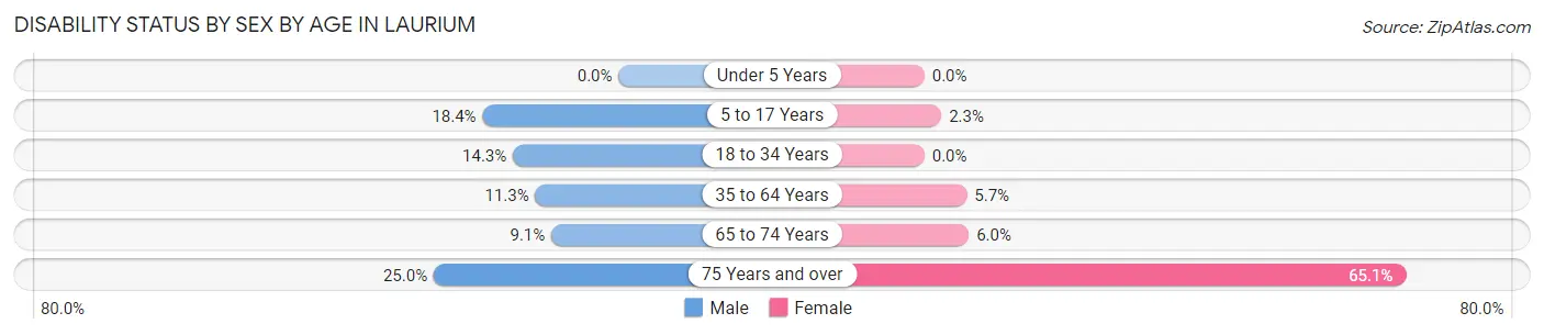 Disability Status by Sex by Age in Laurium