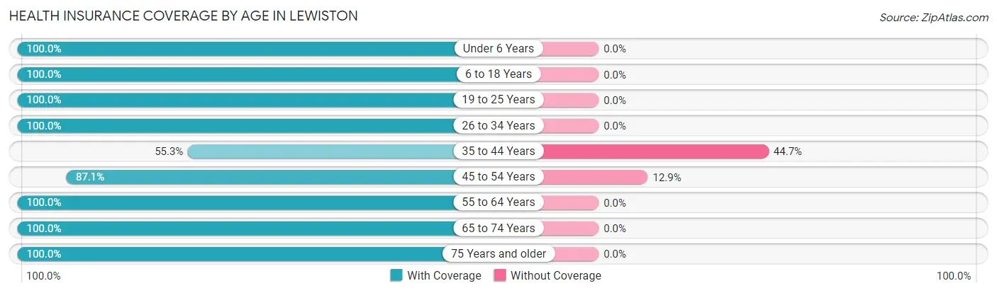 Health Insurance Coverage by Age in Lewiston