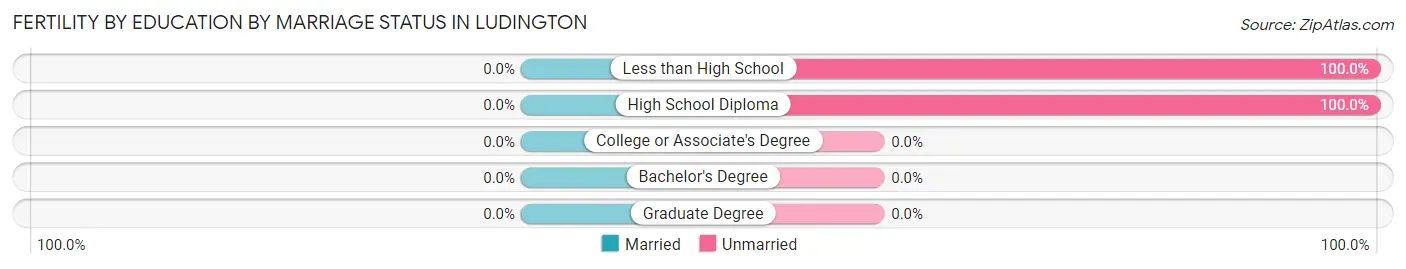 Female Fertility by Education by Marriage Status in Ludington