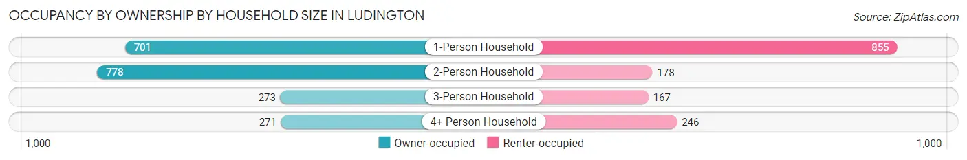 Occupancy by Ownership by Household Size in Ludington
