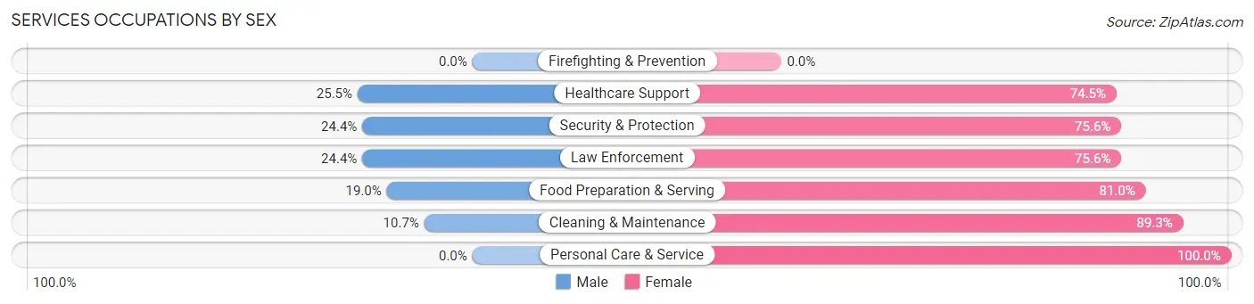 Services Occupations by Sex in Ludington