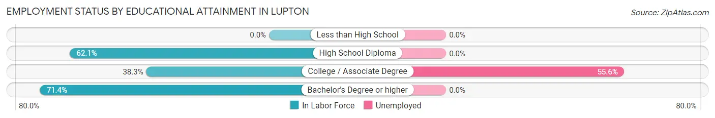 Employment Status by Educational Attainment in Lupton
