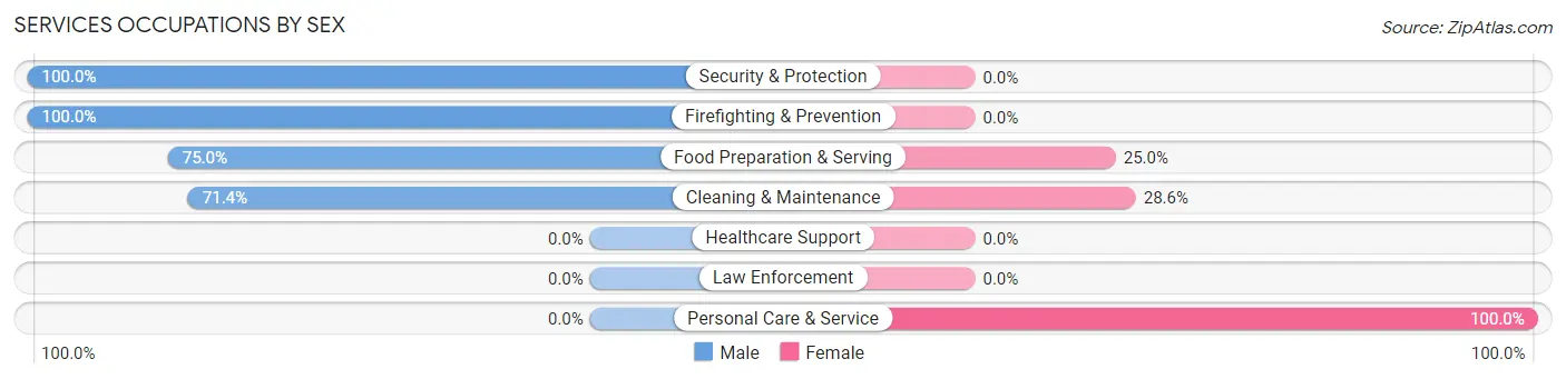Services Occupations by Sex in Mackinaw City