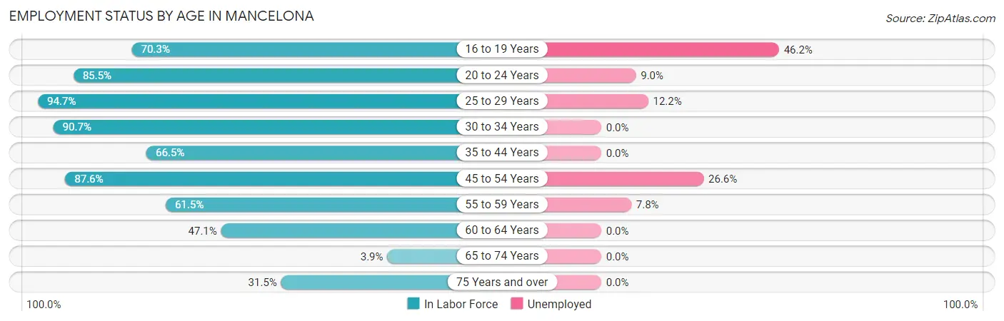Employment Status by Age in Mancelona