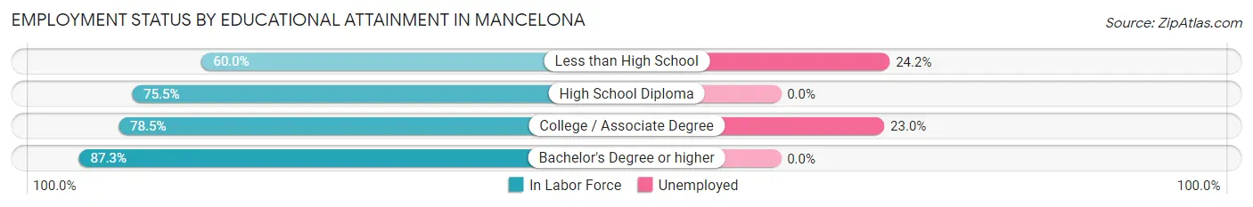 Employment Status by Educational Attainment in Mancelona