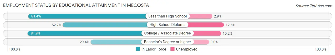 Employment Status by Educational Attainment in Mecosta