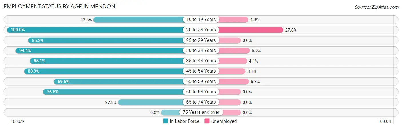 Employment Status by Age in Mendon