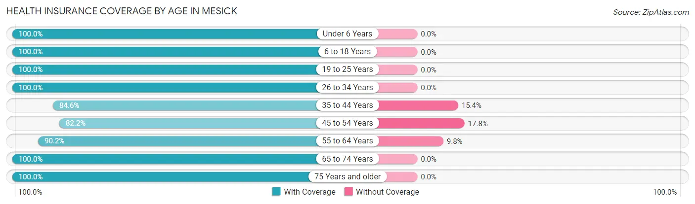 Health Insurance Coverage by Age in Mesick