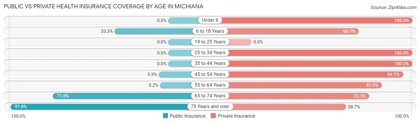 Public vs Private Health Insurance Coverage by Age in Michiana