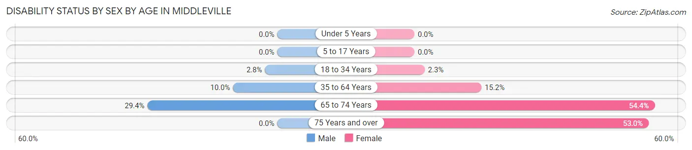 Disability Status by Sex by Age in Middleville