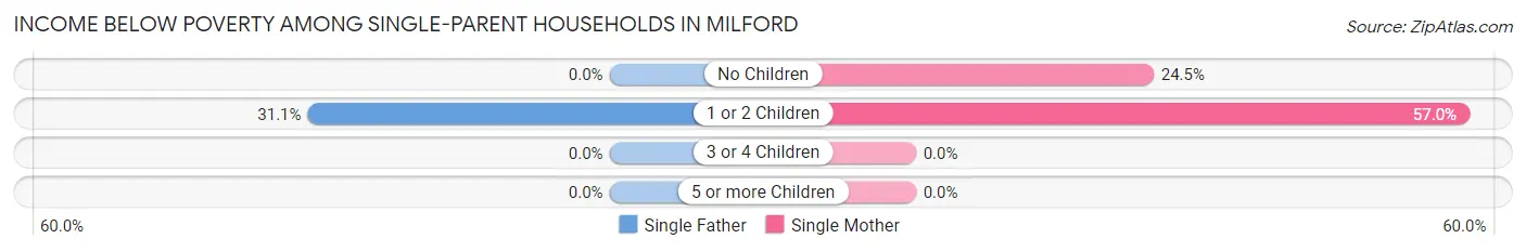 Income Below Poverty Among Single-Parent Households in Milford