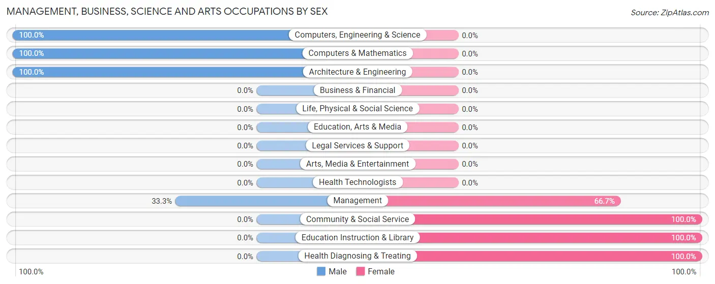 Management, Business, Science and Arts Occupations by Sex in Minden City