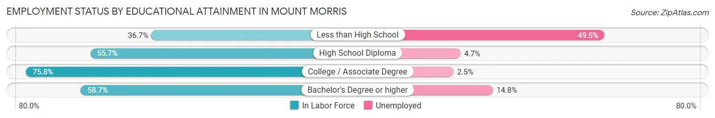 Employment Status by Educational Attainment in Mount Morris