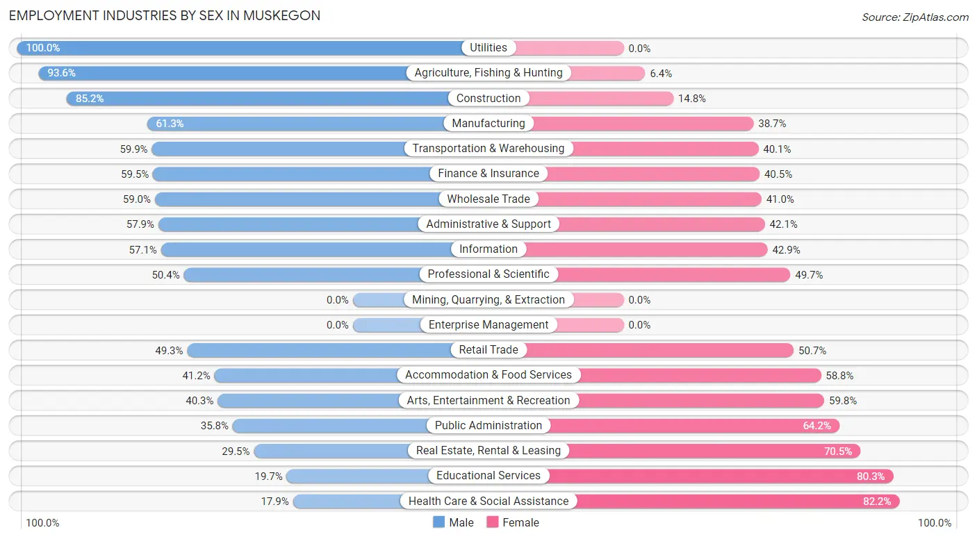 Employment Industries by Sex in Muskegon