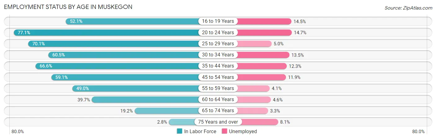 Employment Status by Age in Muskegon