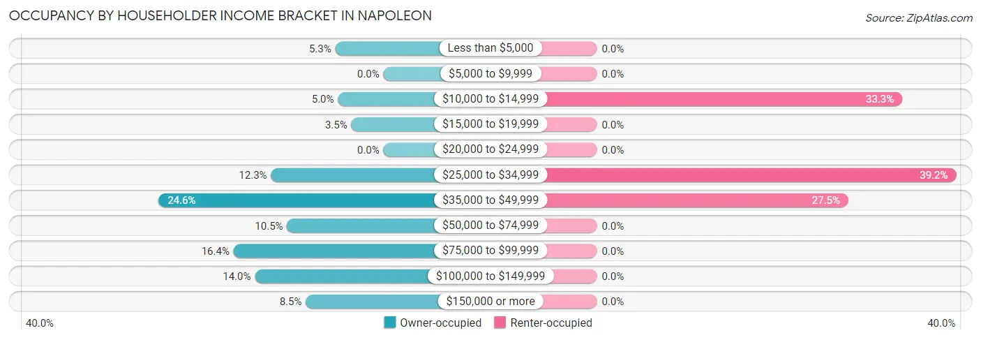 Occupancy by Householder Income Bracket in Napoleon