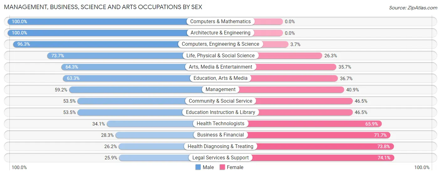 Management, Business, Science and Arts Occupations by Sex in Negaunee