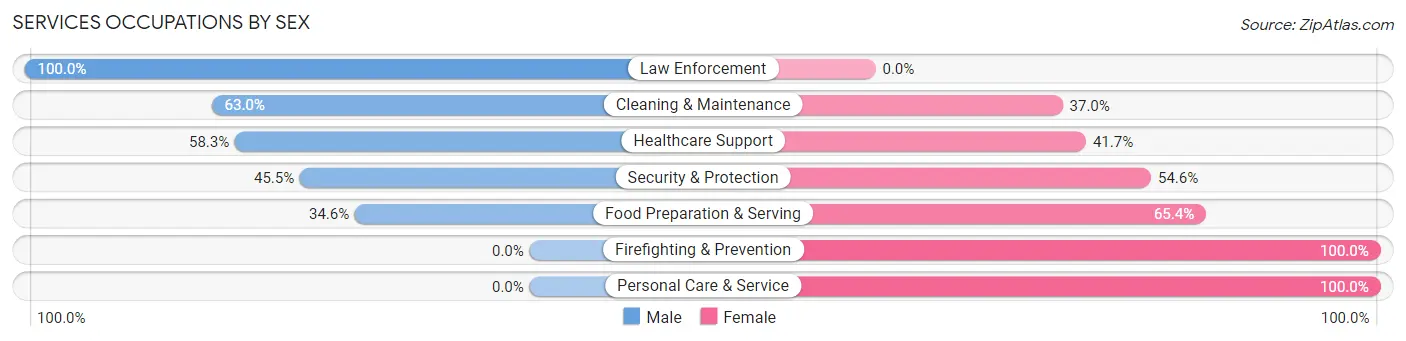 Services Occupations by Sex in Newaygo