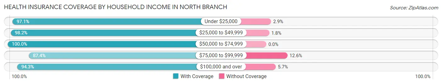 Health Insurance Coverage by Household Income in North Branch