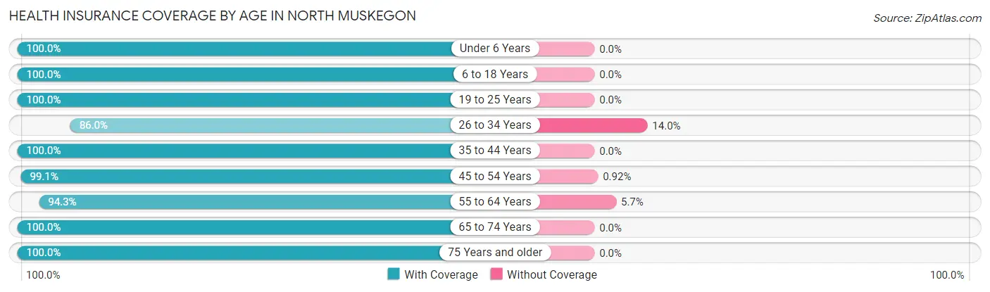 Health Insurance Coverage by Age in North Muskegon
