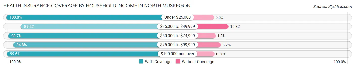 Health Insurance Coverage by Household Income in North Muskegon