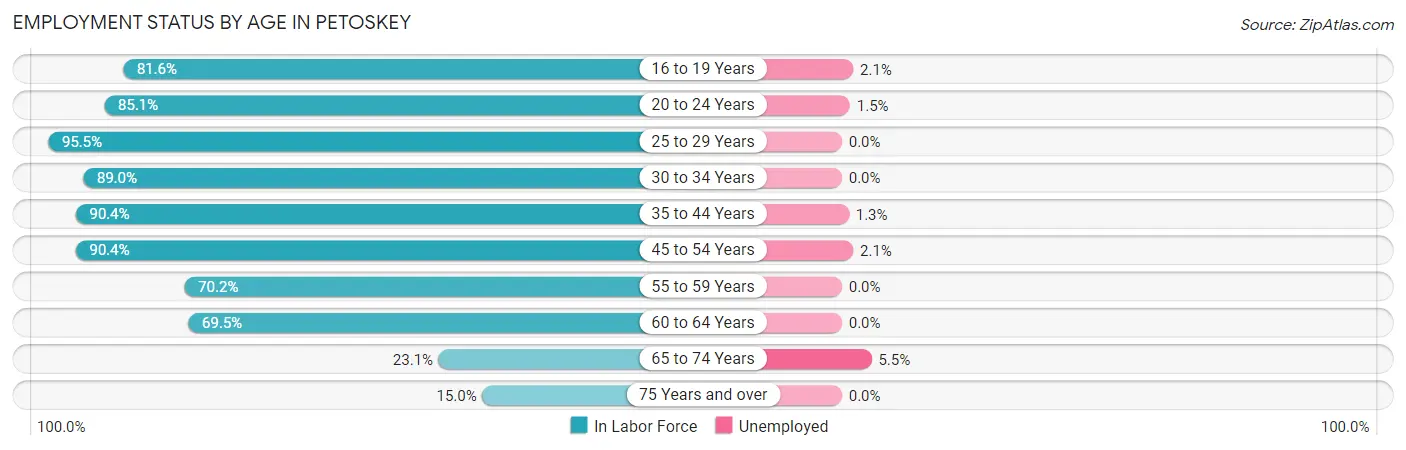 Employment Status by Age in Petoskey