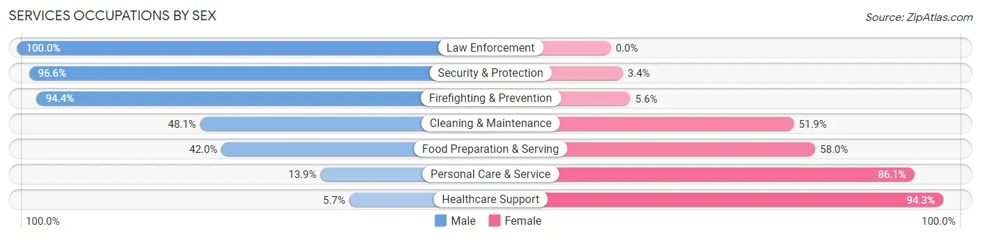 Services Occupations by Sex in Pontiac