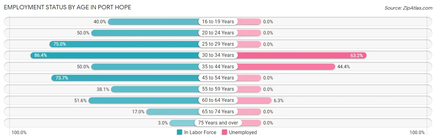 Employment Status by Age in Port Hope