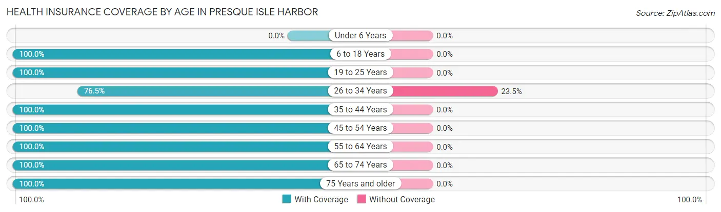 Health Insurance Coverage by Age in Presque Isle Harbor